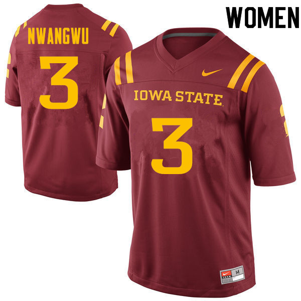 Women #3 Kene Nwangwu Iowa State Cyclones College Football Jerseys Sale-Cardinal